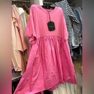 Cynthia Rowley pink shirt sleeve t shirt dress
